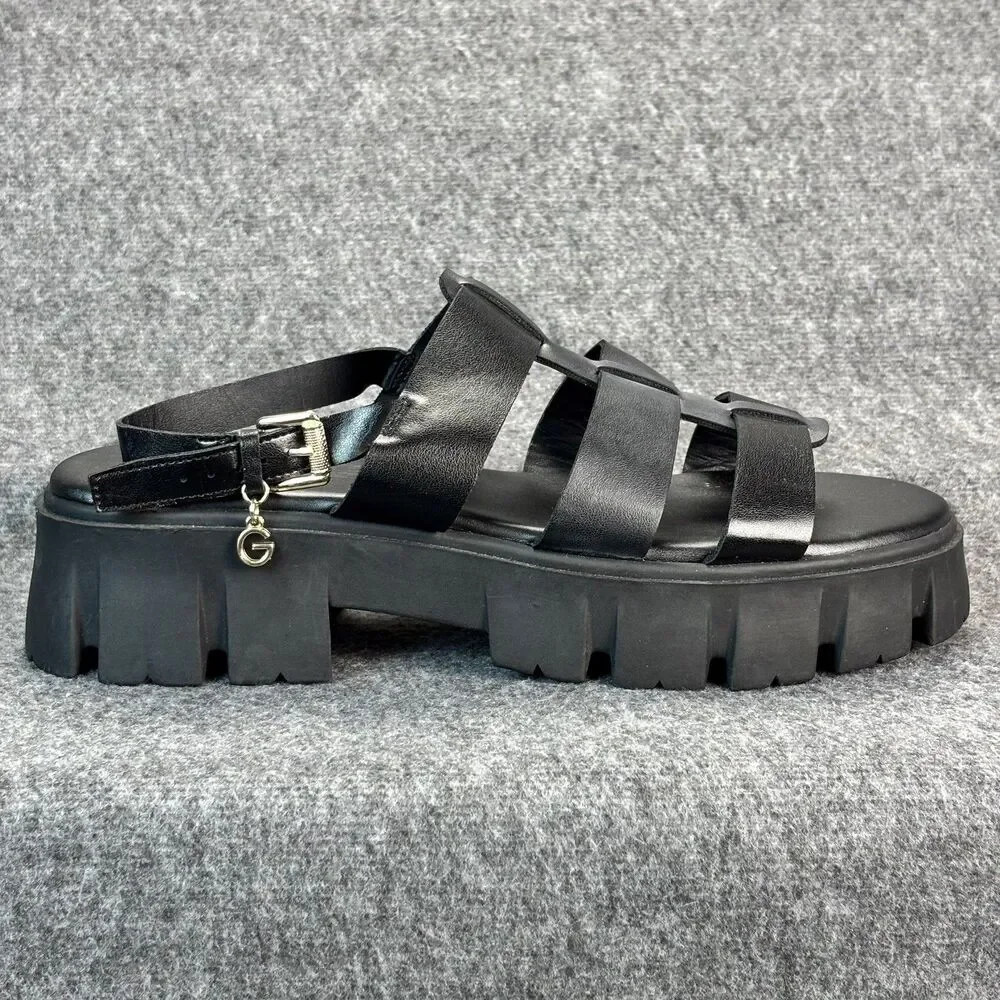GBG Los Angeles Women’s Gladiator Platform Sandals Black Lug Sole Size 11M